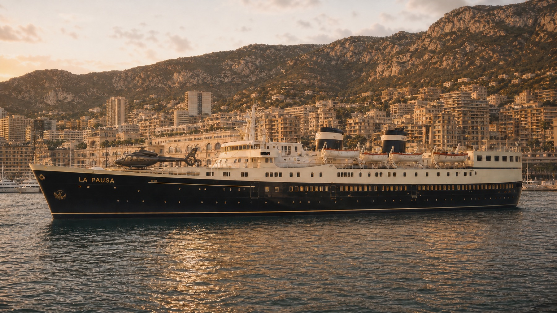 LA PAUSA in profile on the water in Monaco